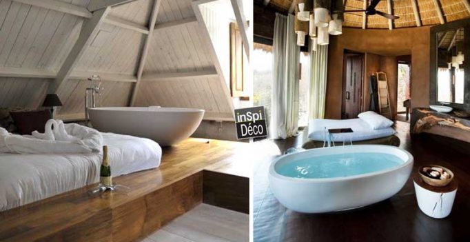 Une baignoire dans la chambre à coucher! 26 exemples magnifiques... Créatif Jacuzzi Baignoires