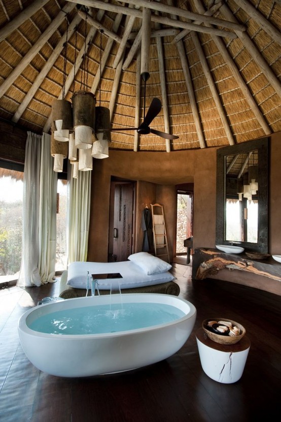 Une baignoire dans la chambre à coucher! 26 exemples magnifiques... Créatif Jacuzzi Baignoires