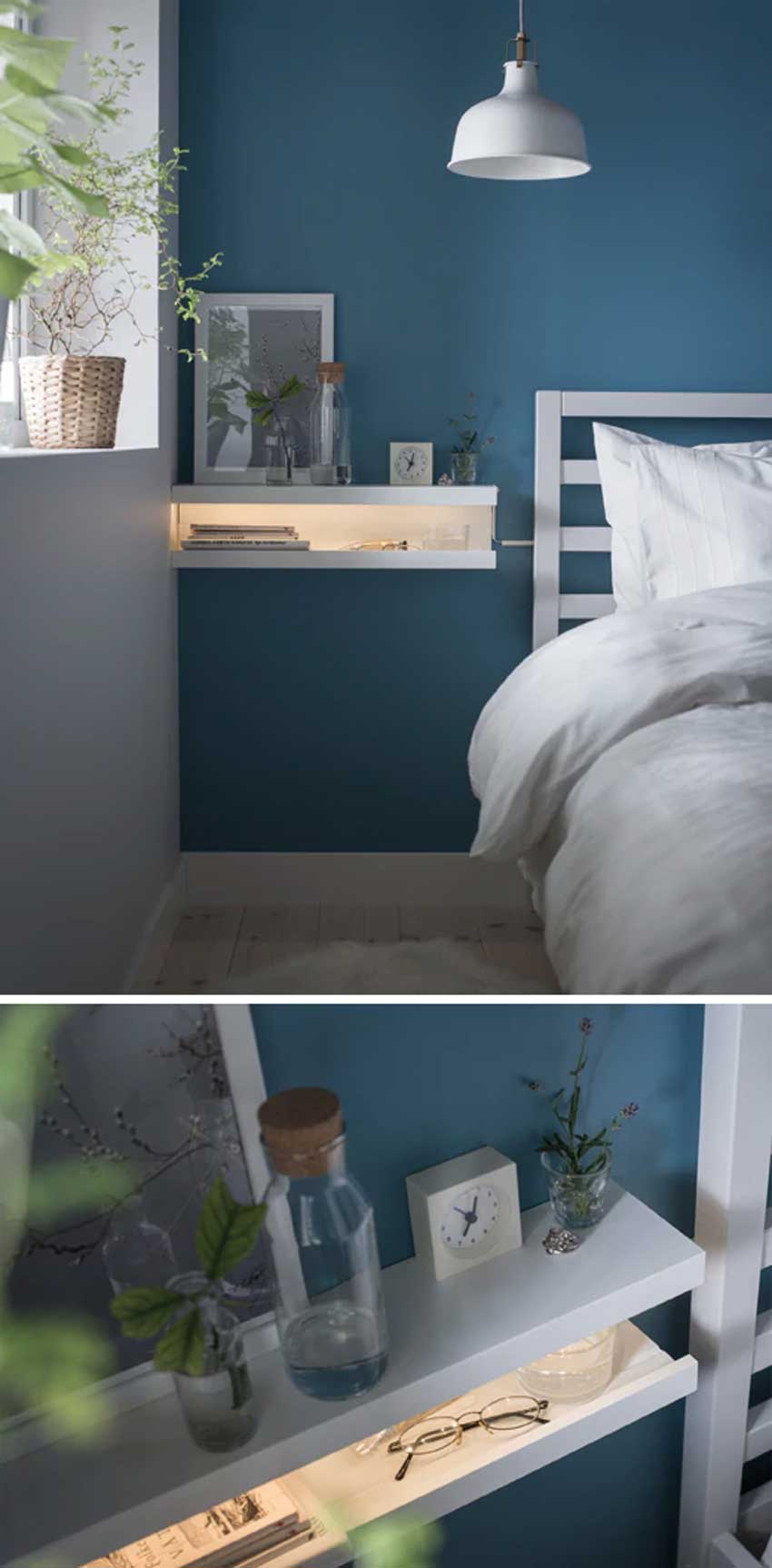 Étagère IKEA Mosslanda chambre à coucher.