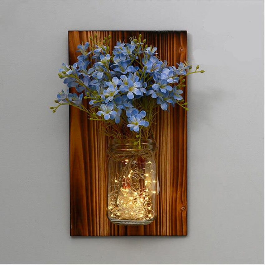 deco DIY rustique aevc fleurs bleues