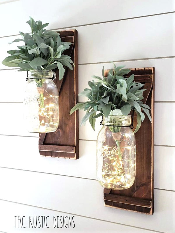 style rustique DIY avec bocaux avec plantes