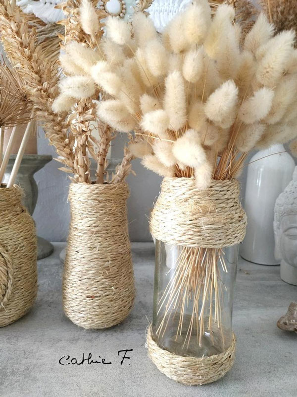 vase en verre DIY avec jute