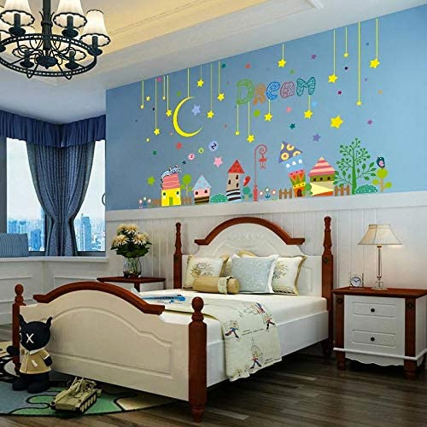 chambre des enfants décorée stickers muraux