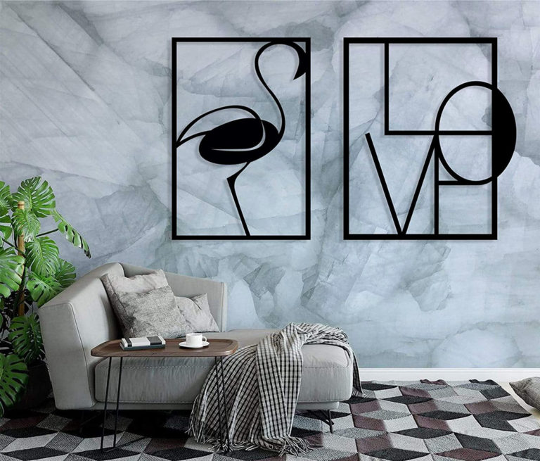 Lot De 3 Décorations Murales En Métal Avec Fleurs