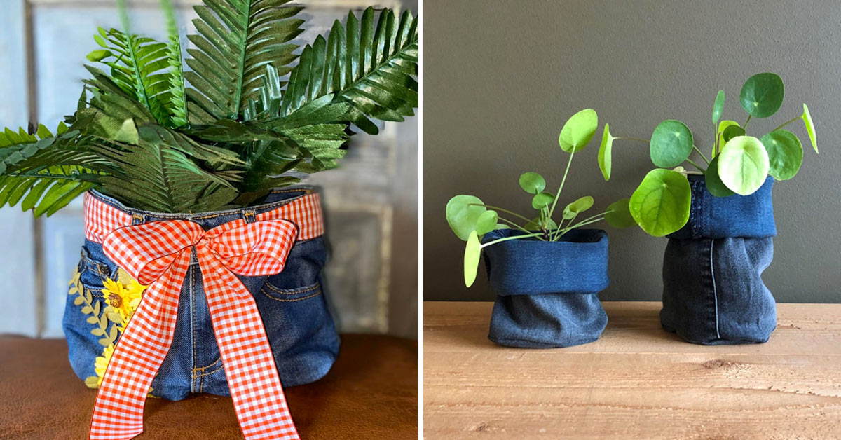 cache-pot DIY avec des vieux jeans