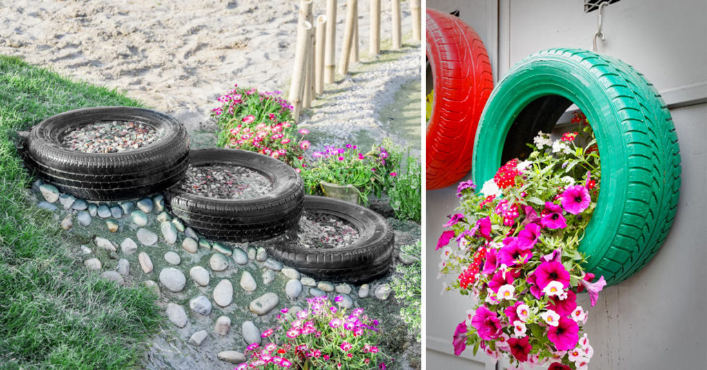 réutiliser des pneus recyclés dans son jardin