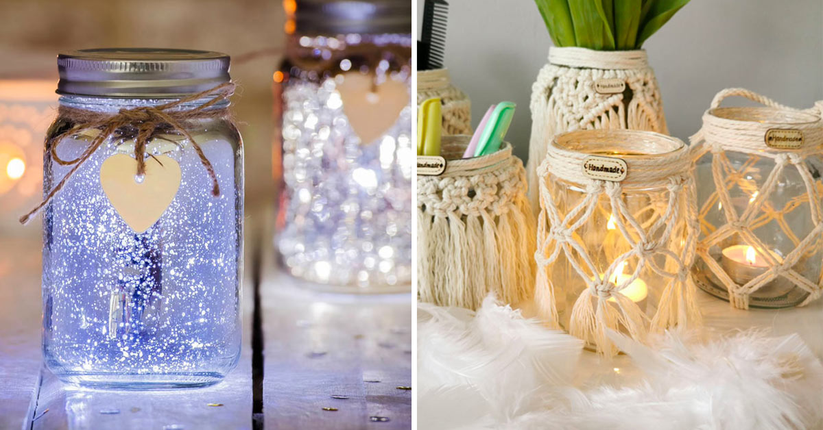 Lanternes DIY avec des bocaux en verre.