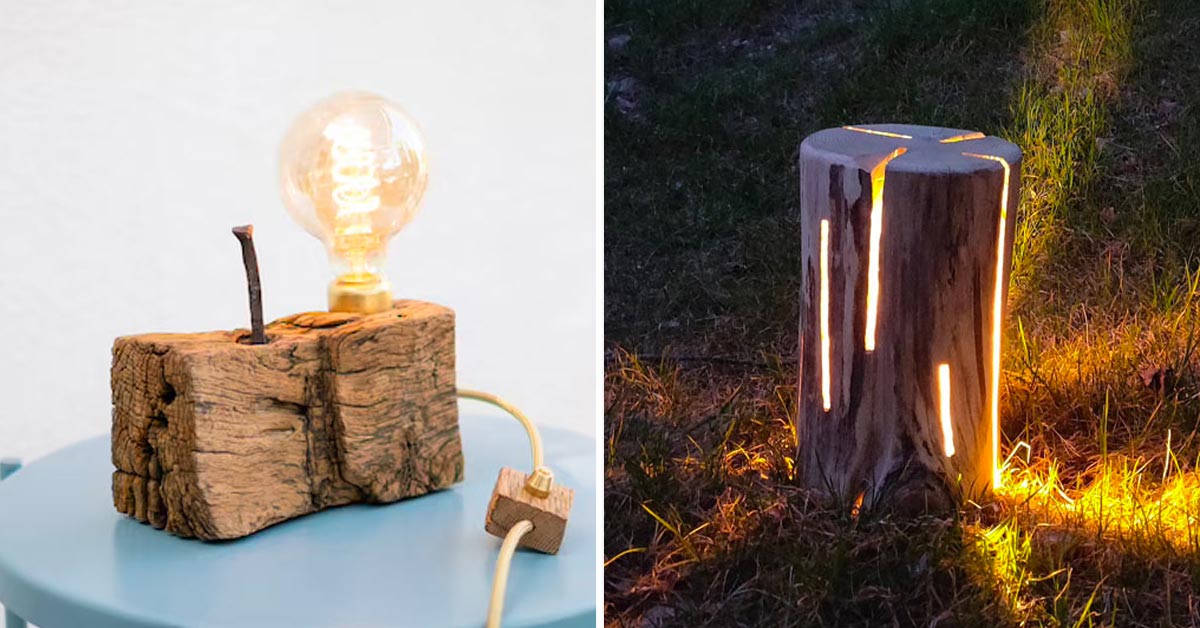 Lampes DIY avec du bois recyclé.