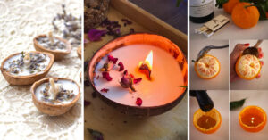 Réaliser des bougies DIY avec des éléments naturels.