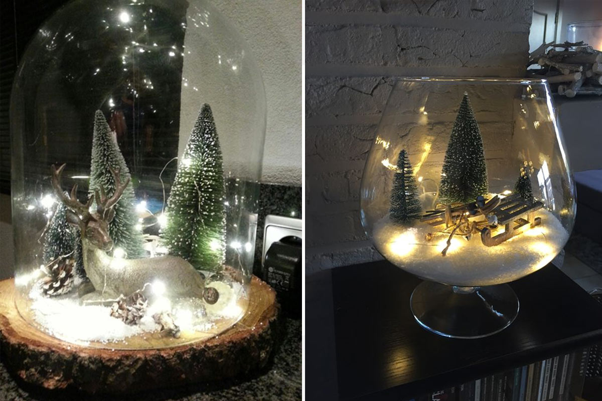 Paysage de Noël dans un récipient en verre.