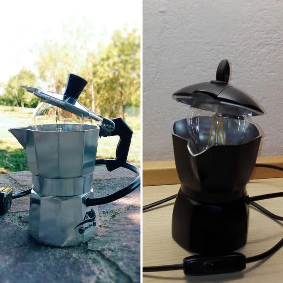 lampe DIY originale avec une cafetière Moka