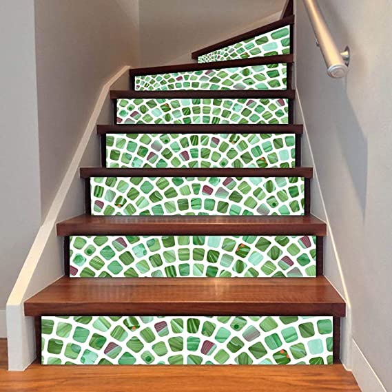 Fai Te Self-sticking Adesivo Parete Creativo Semplice Verde Scuro Mosaico Passo Adesivi Per Scale 18 * 100 Cm 6 Pezzi