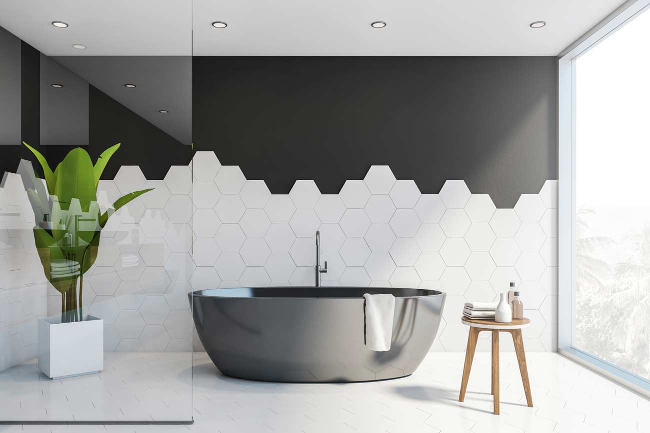 salle de bain noir et blanc