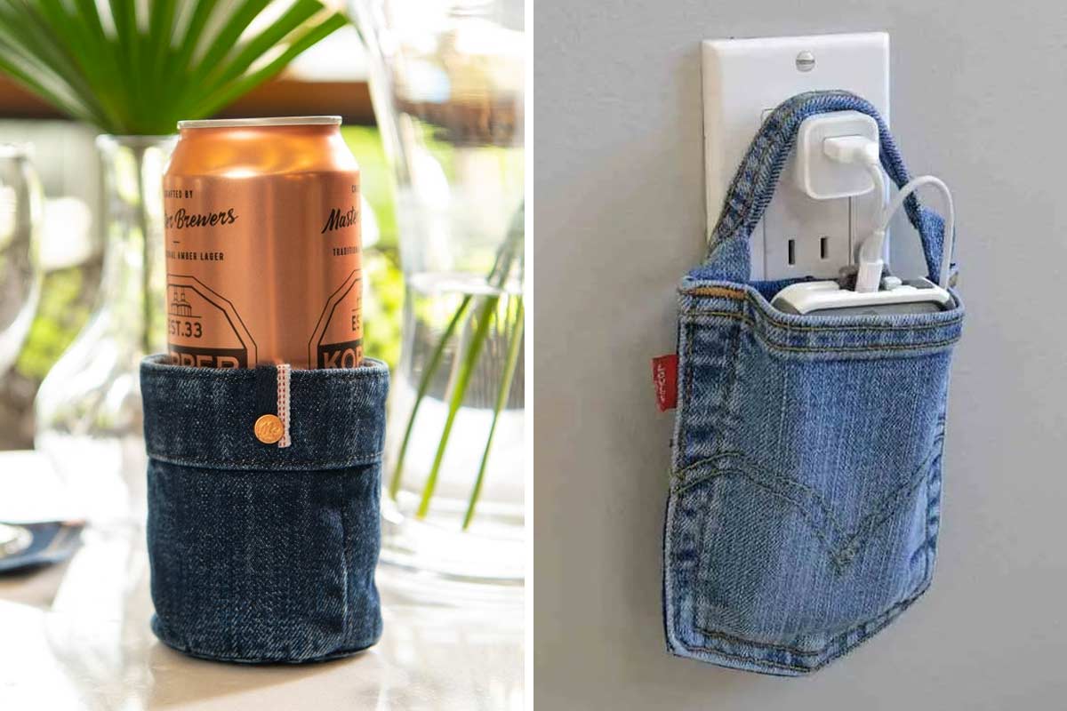 transformer les poches de vieux jeans en objets déco