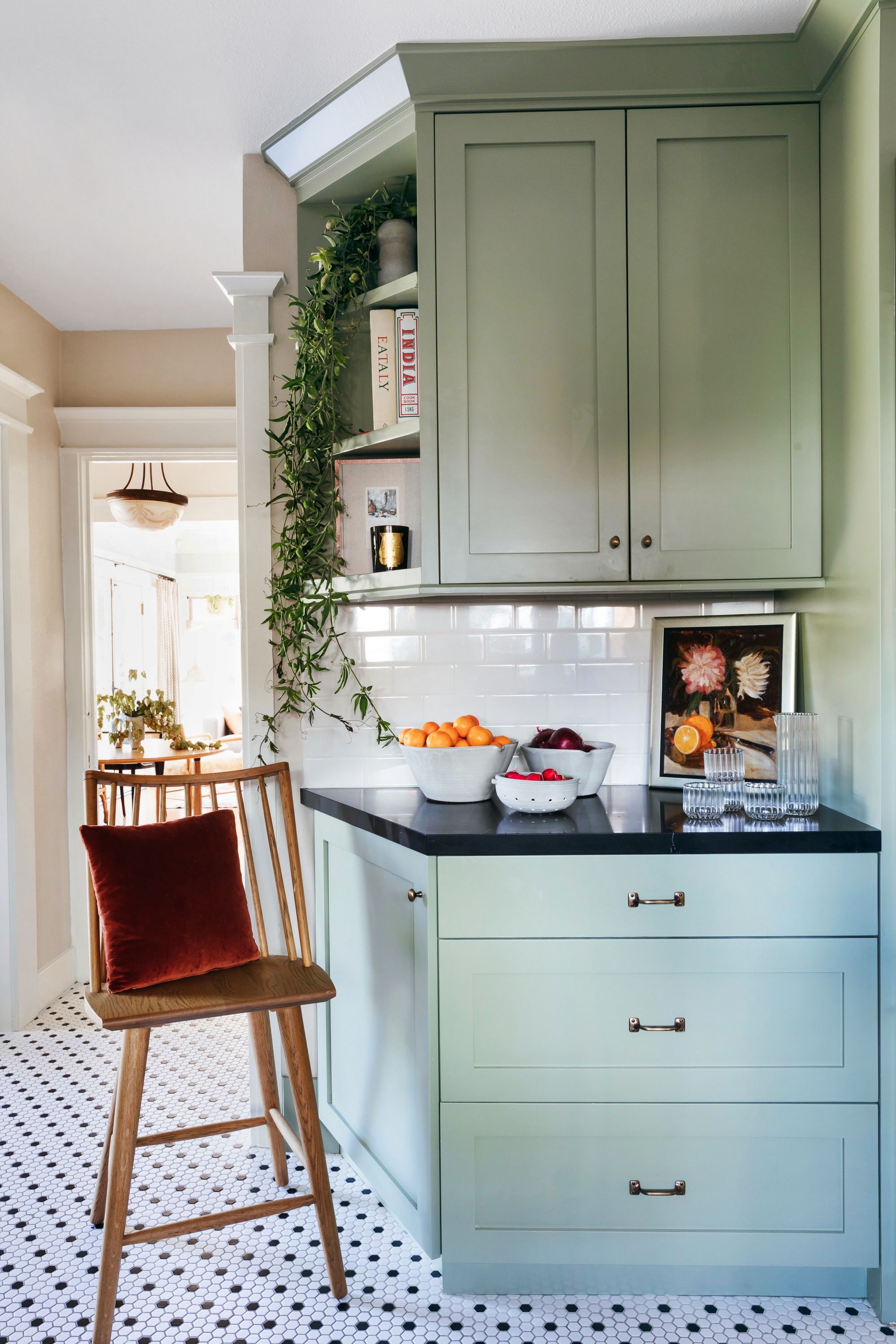 small kitchen ideas, kitchen makeover jacey duprie, damselindiorcom green cabinets