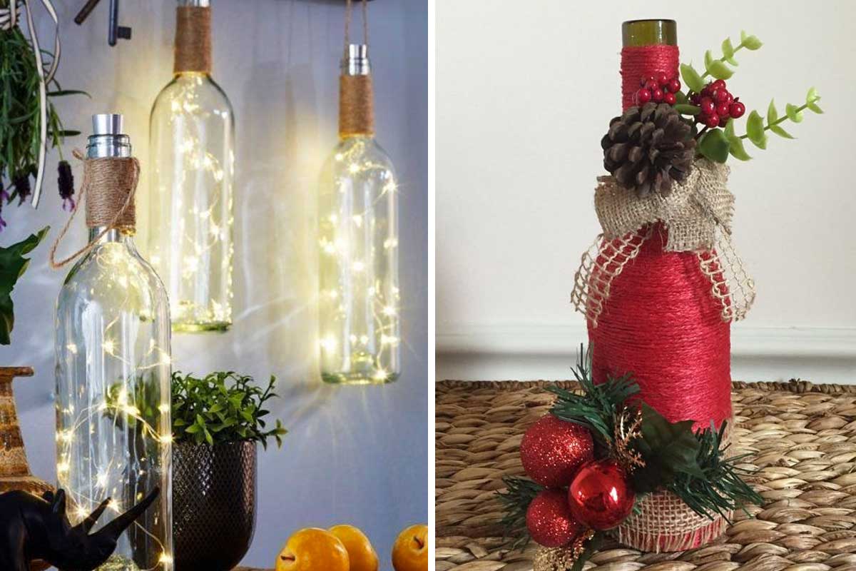 Créer de magnifiques décorations de Noël DIY en recyclant des bouteilles en verre.