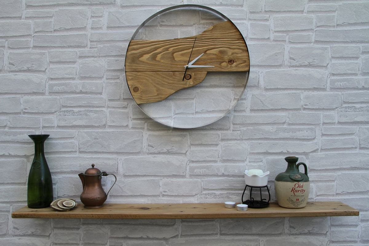 Horloge murale DIY en bois et fer, style moderne