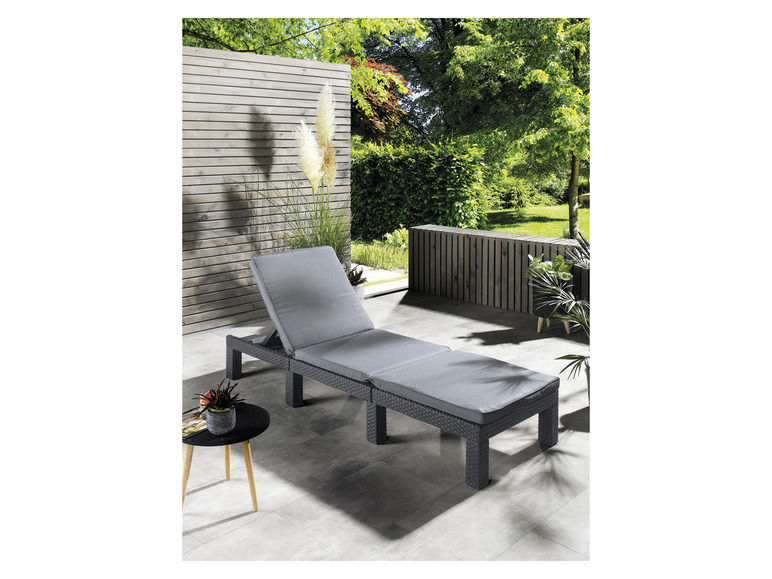 Aller en mode plein écran : LIVARNO home Chaise longue tressée avec coussin, anthracite - Image 2