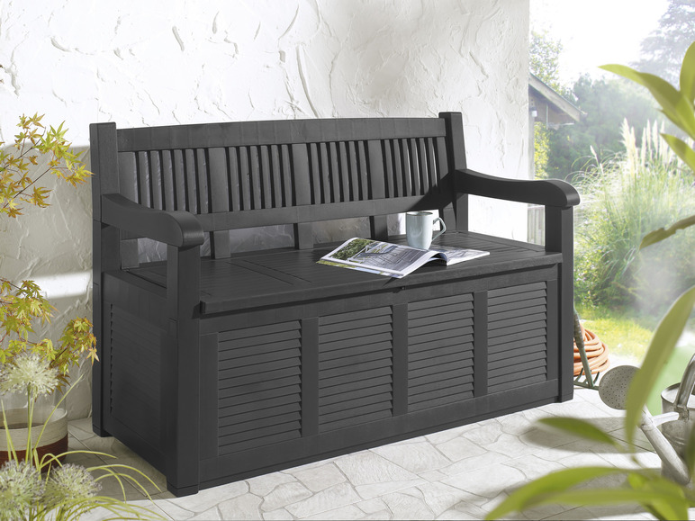 Aller en mode plein écran : LIVARNO home Banc de jardin avec coffre de rangement, 280 L, en plastique - Image 2