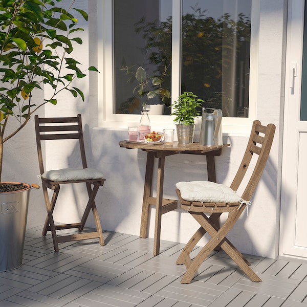 ASKHOLMEN Table murale/2 chaises