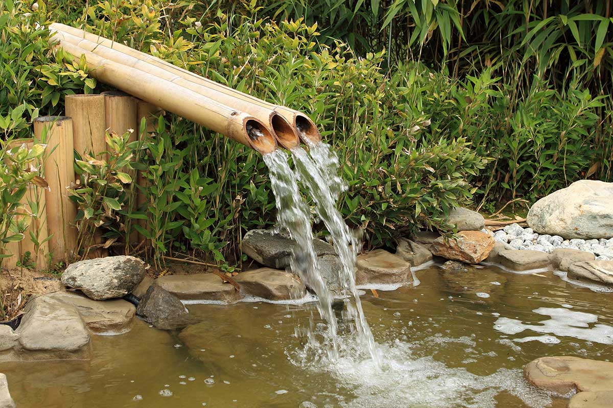 fontaines de jardin DIY avec cannes de bambou