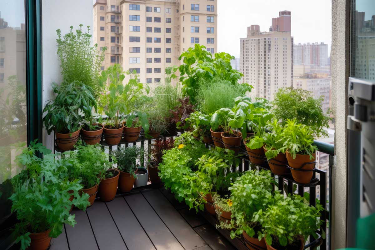 Potager de juillet sur le balcon.