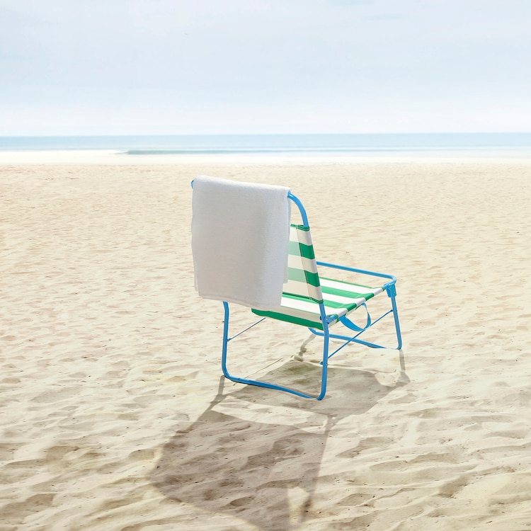 STRANDÖN Chaise de plage, blanc vert/bleu