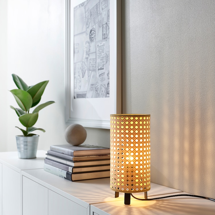 SAXHYTTAN Lampe de table, beige/noir, 26 cm