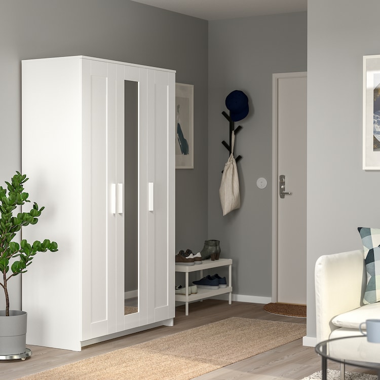 BRIMNES Armoire 3 portes, blanc, 117x190 cm