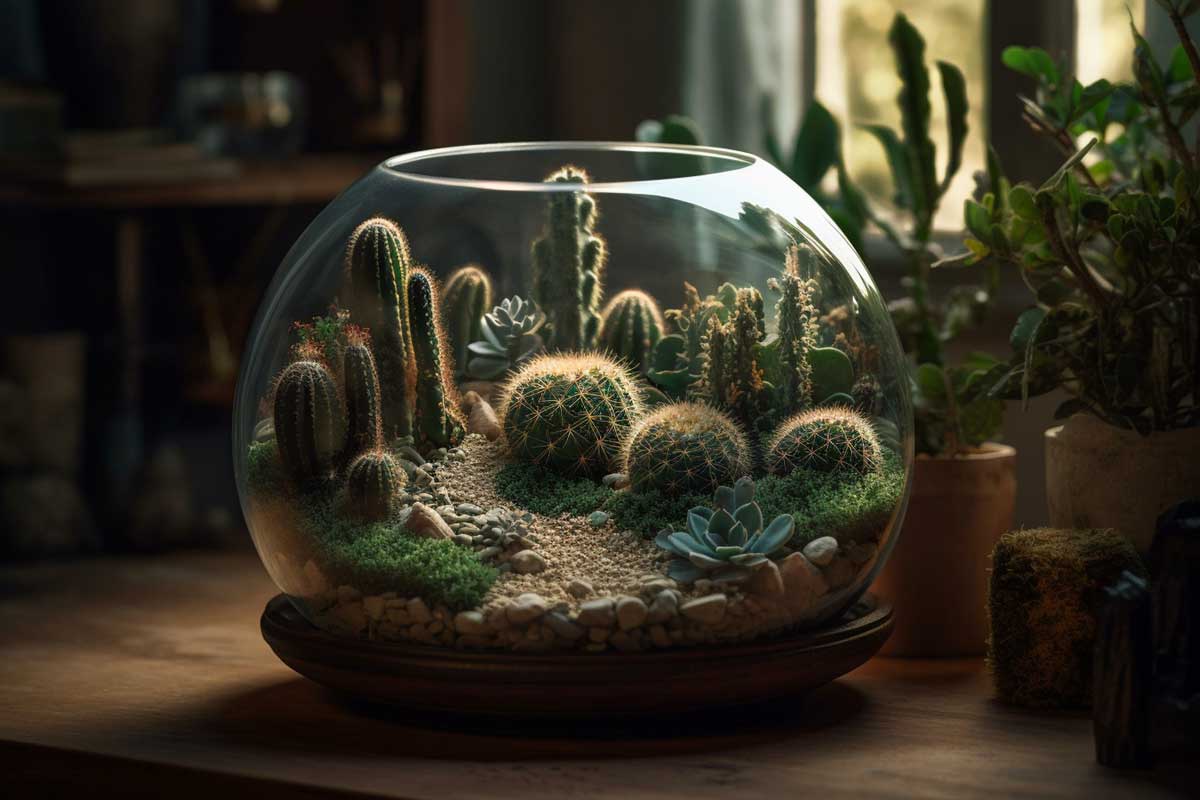 paysage de succulentes en terrarium