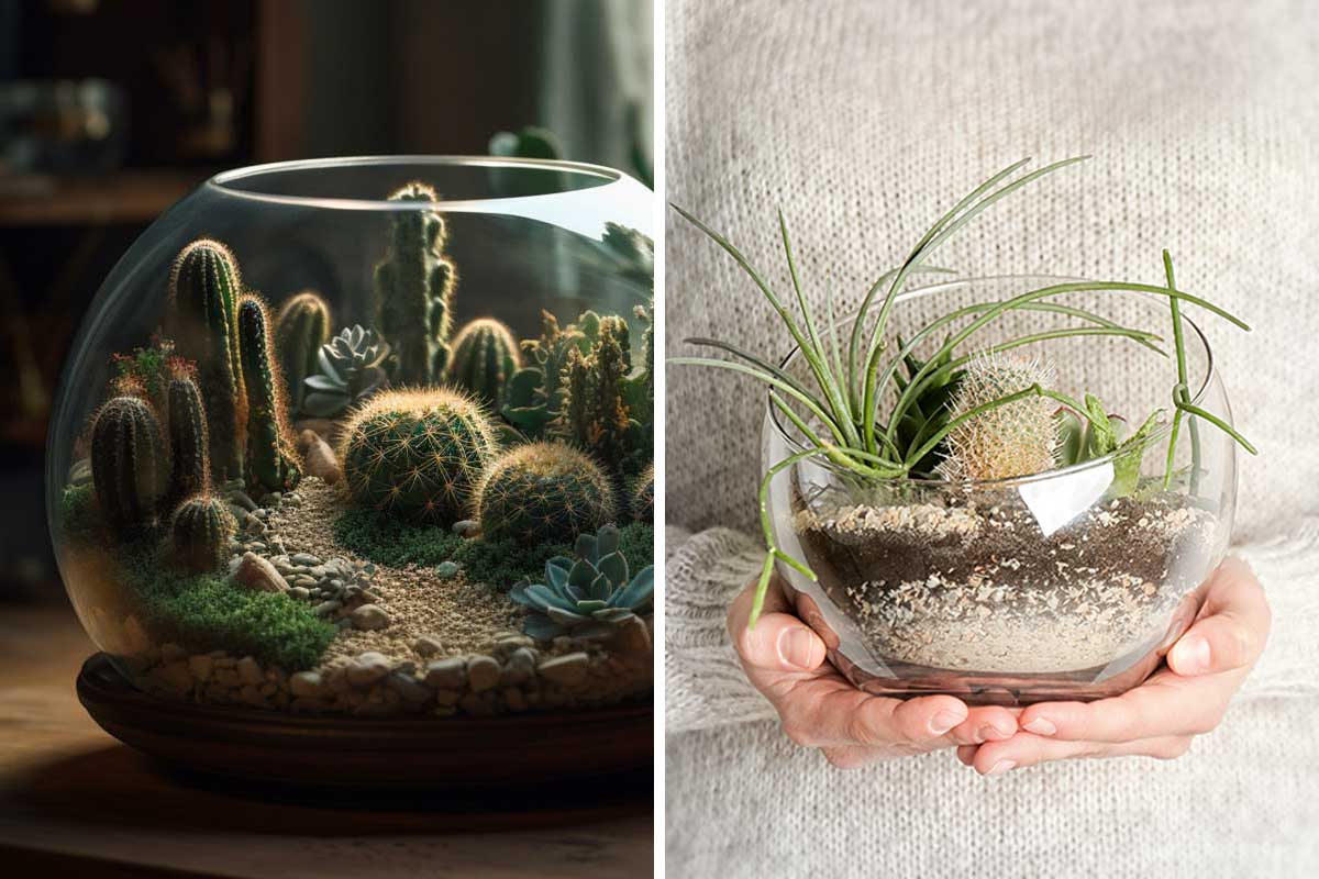 paysage de succulentes en terrarium