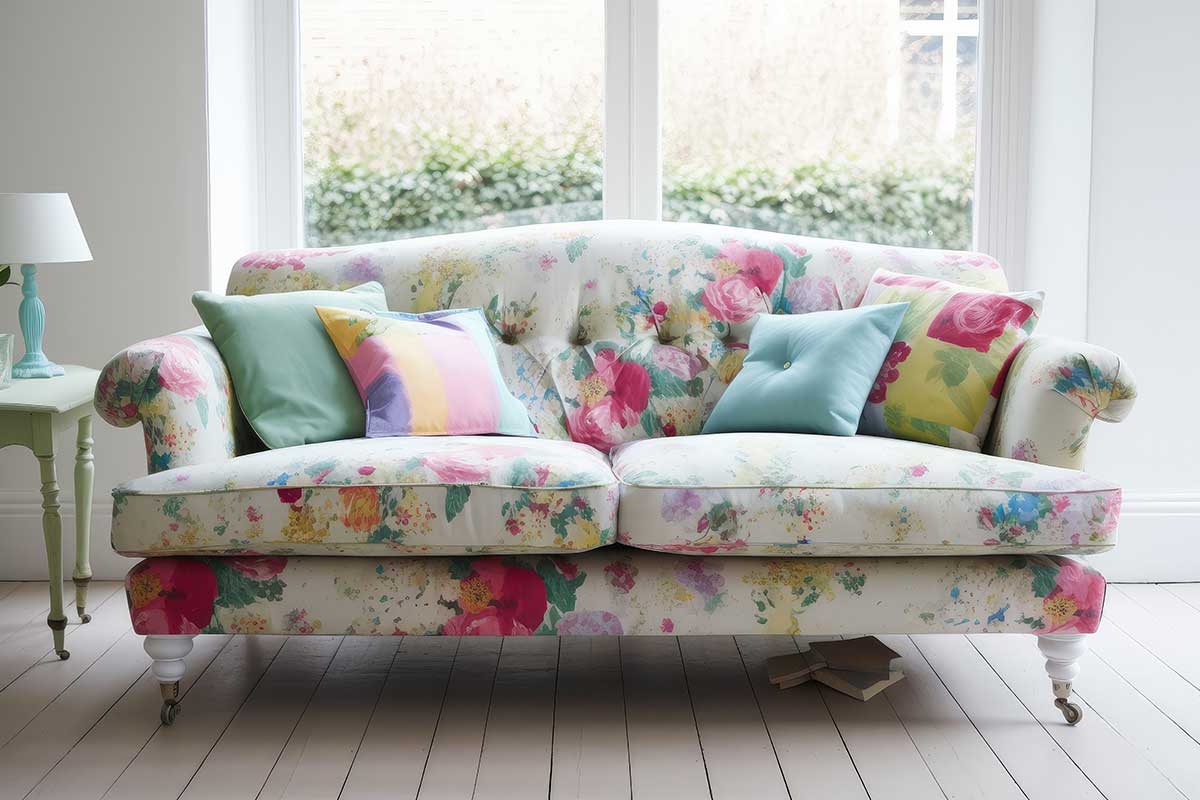divan avec motifs floraux