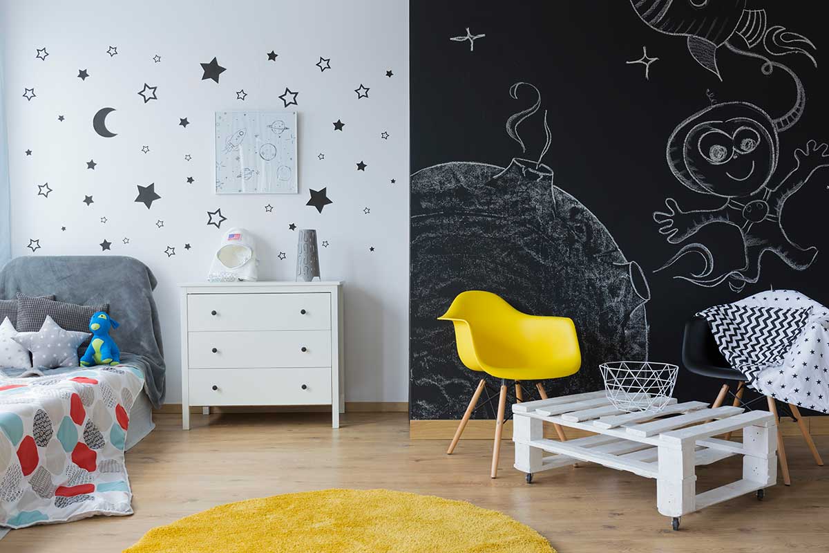 peinture ardoise mur chambre d'enfant