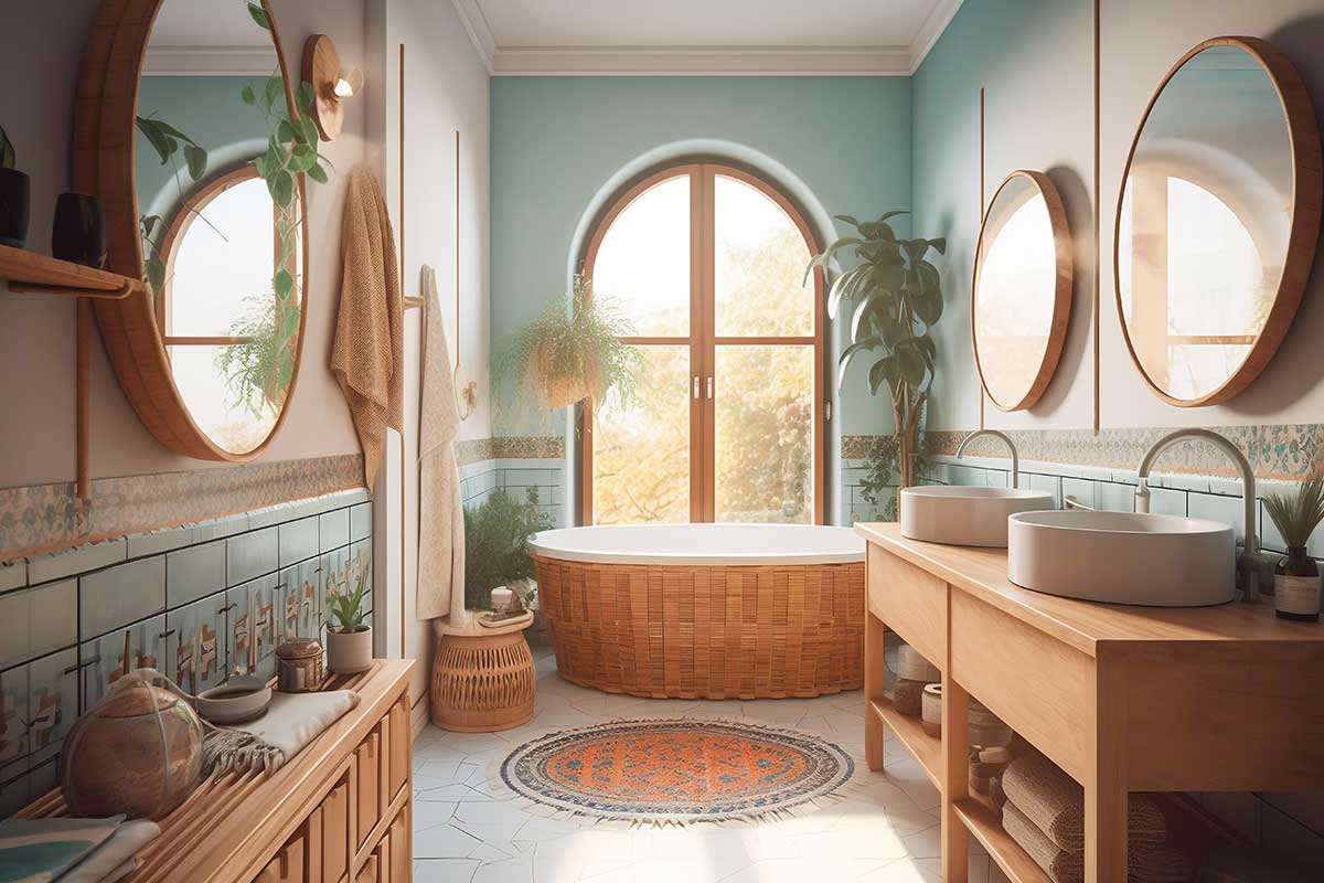 Style Boho chic salle de bains 2024