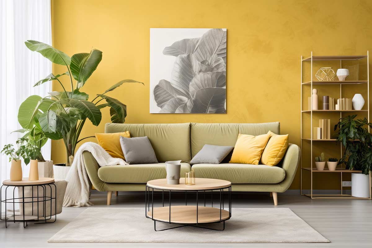 déco avec mur jaune vieilli