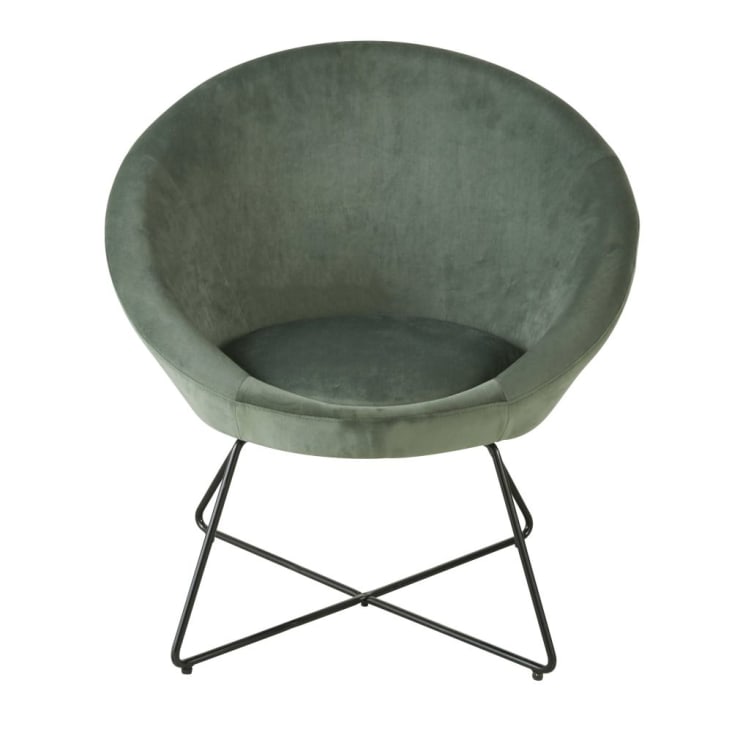 Fauteuil en velours vert pieds en métal noir-Hipop cropped-2