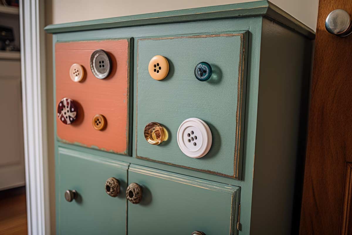 Poignées et boutons DIY vieux meuble.