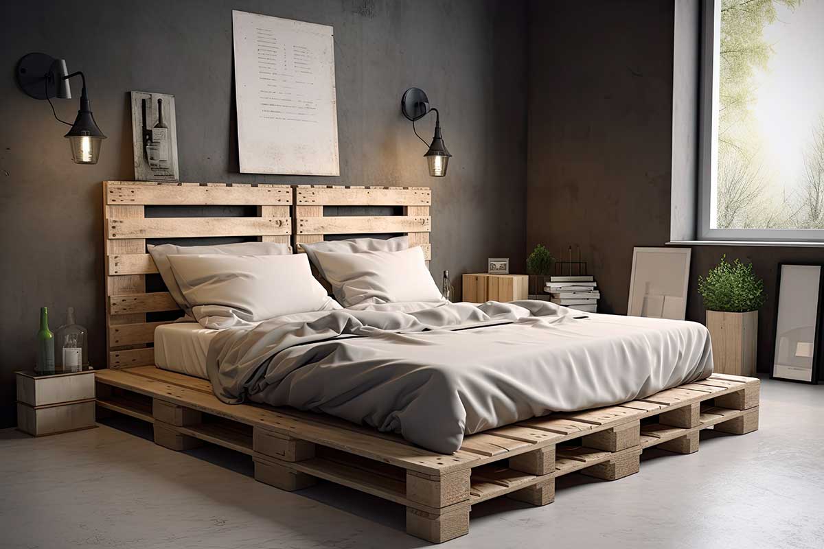 lit avec palette de bois
