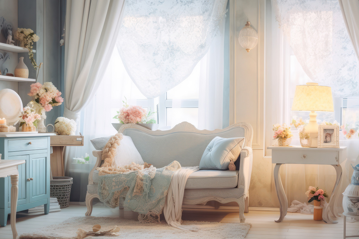 salon shabby avec des nuances pastel