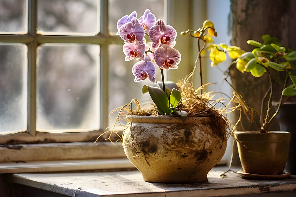 orchidée en pot après rempotage