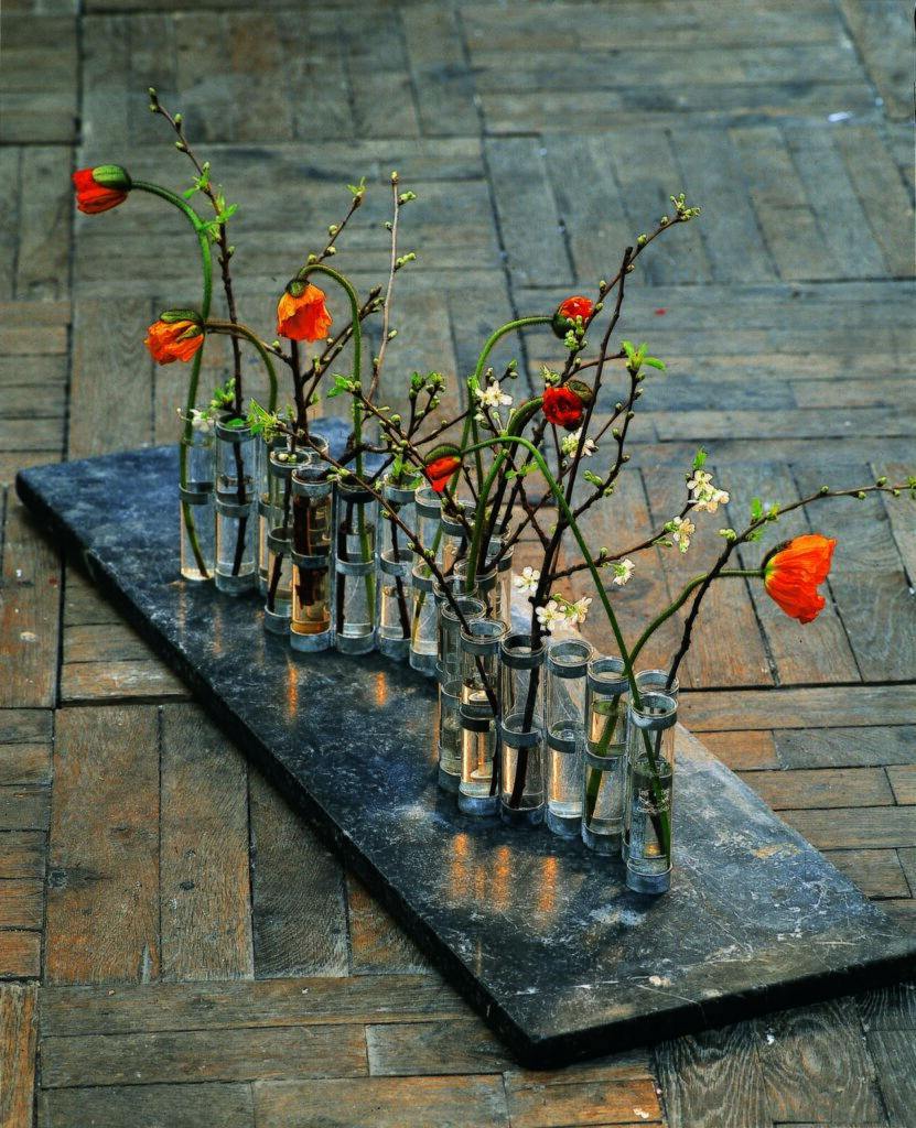 Murs en pierre, parterres de fleurs - Vase d'Avril